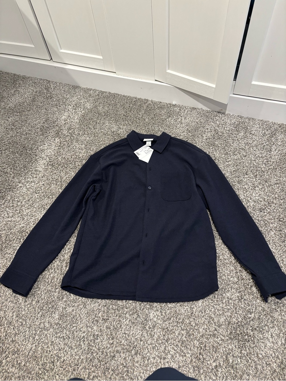 H&M Dark Navy Textured Polo Shirt